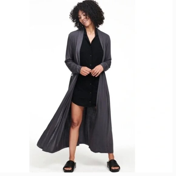 NAADAM SHAWL COLLAR Black Cashmere Long Duster 13424119 S - Picture 1 of 13